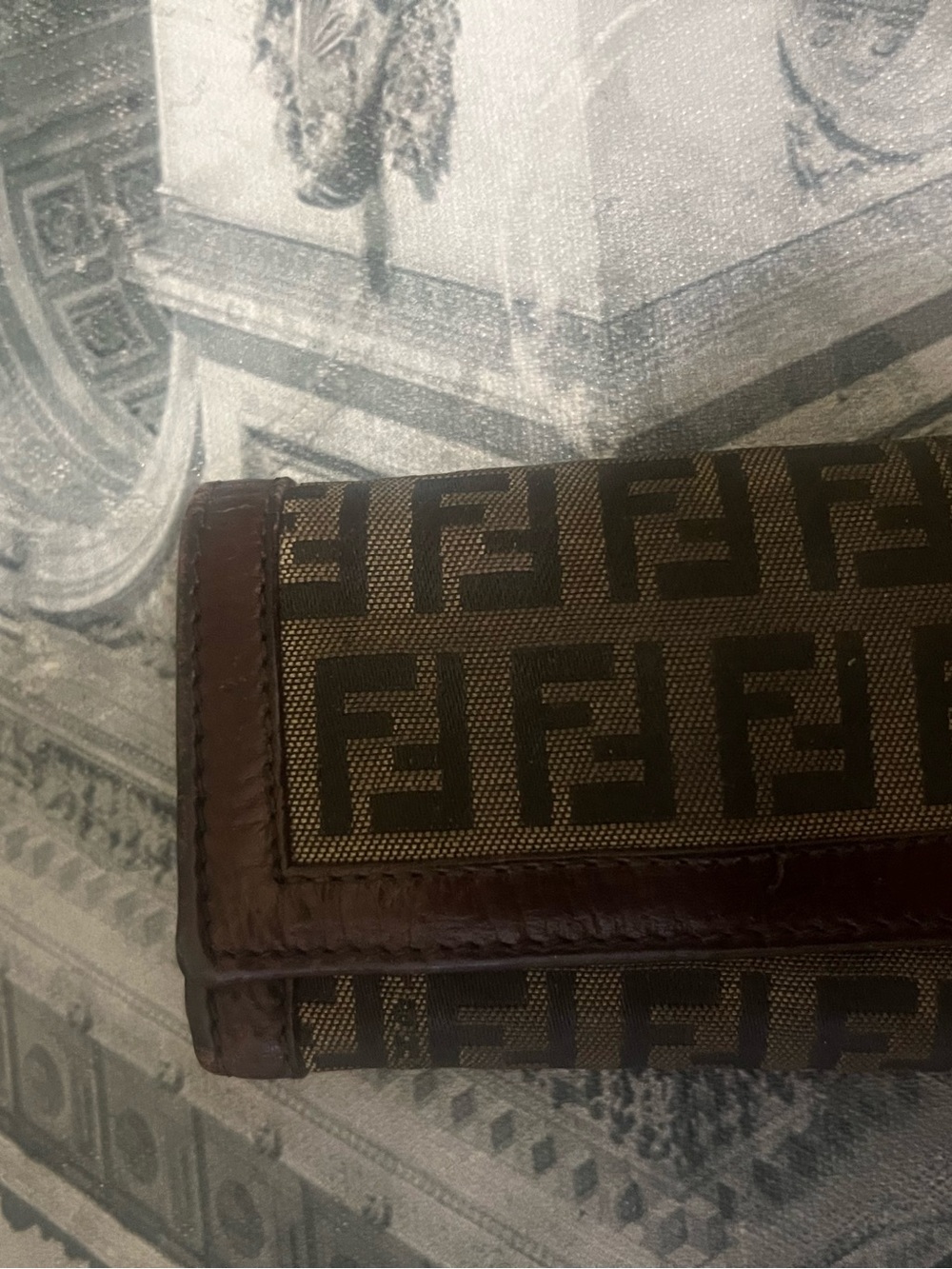 Fendi Brown Zucca Monogram Fold Wallet